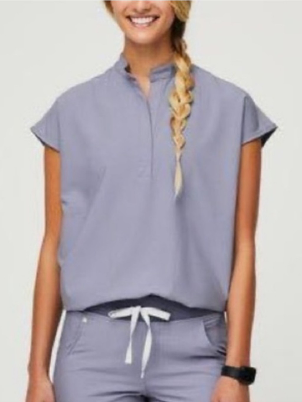 Figs Rafaela Oversized Scrub Top Shirt Vapor Blue Space Dye Nurse Cna Size Xs